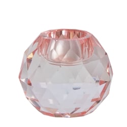 Diamant lysestage i glas - rosa