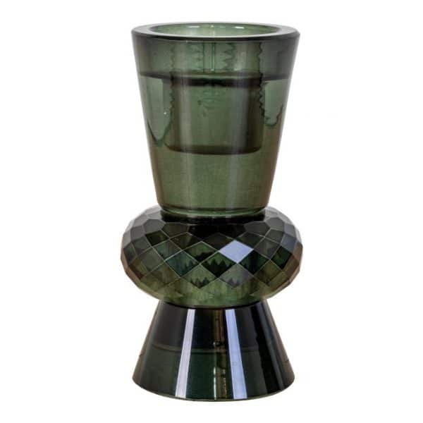 Lysestage i grøn glas Ø6x12 cm - 4561046