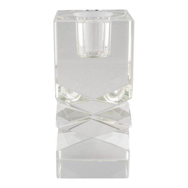 Lysestage - Lysestage i glas, klar, 5x5x11 cm