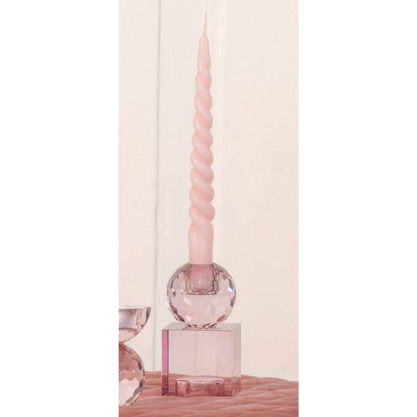 Lysestage - Lysestage i glas, rosa, 6x6x11,5
