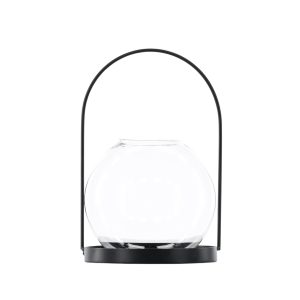 VENTURE DESIGN Flora lysestage - klar glas og sort jern (H22x14)