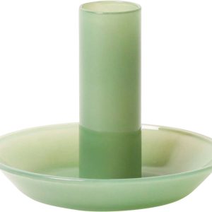 Glas Lysestage, lys Mint, 10xø8 cm