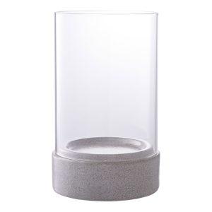 HOUSE NORDICÂ Hurricane Lysestage - Hurricane lysestage, keramik/glas, grå16x25,5 cm