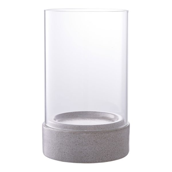 HOUSE NORDICÂ Hurricane Lysestage - Hurricane lysestage, keramik/glas, grå16x25,5 cm