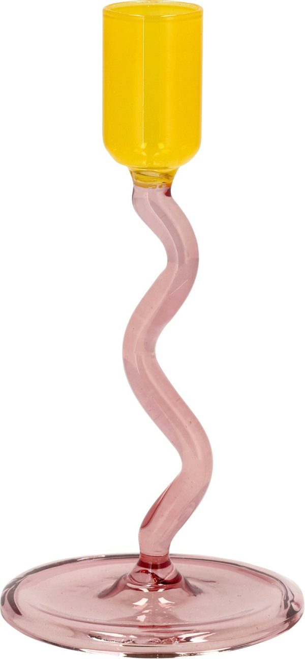 Lysestage Styles 8,5 x 15,3 cm Rosa/gul Glas