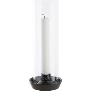 Lysestage med glas, mørkegrå