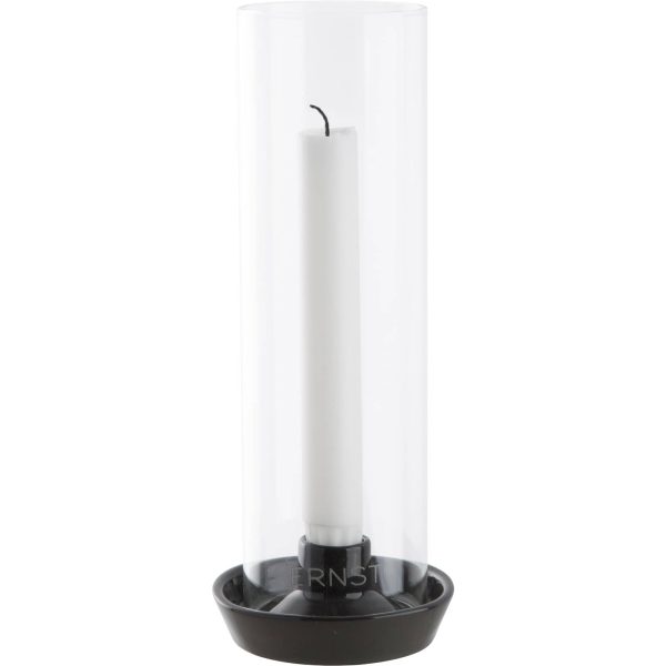 Lysestage med glas, mørkegrå