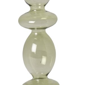 Glas Lysestage, lys Grøn, 25xø9 cm