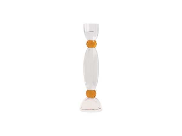 HOUSE OF SANDER Anemone lysestage - rav og klar glas (H:22)