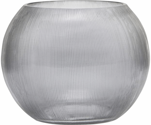 Fyrfadsstage lysestage House Doctor Chub grå rilleret glas Ø11 x H8 cm