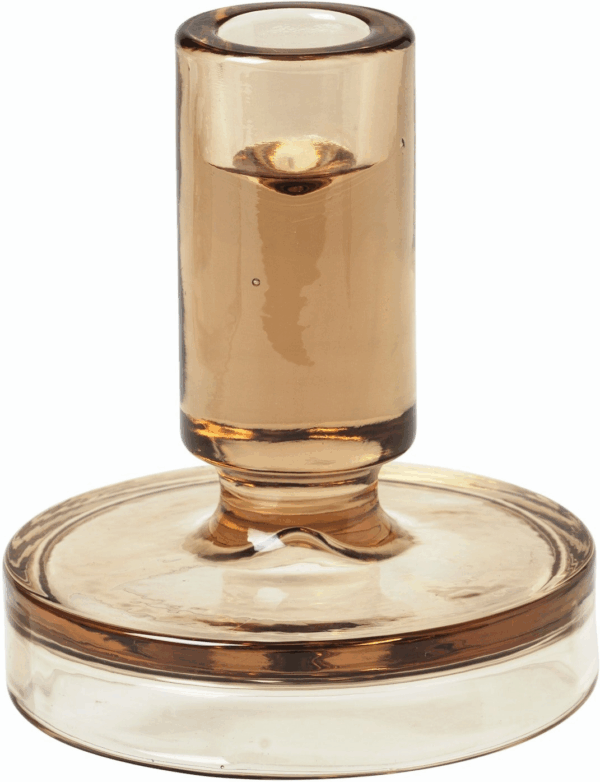 Lysestage Broste Copenhagen Petra glas Ø10 x H11 cm orange/klar