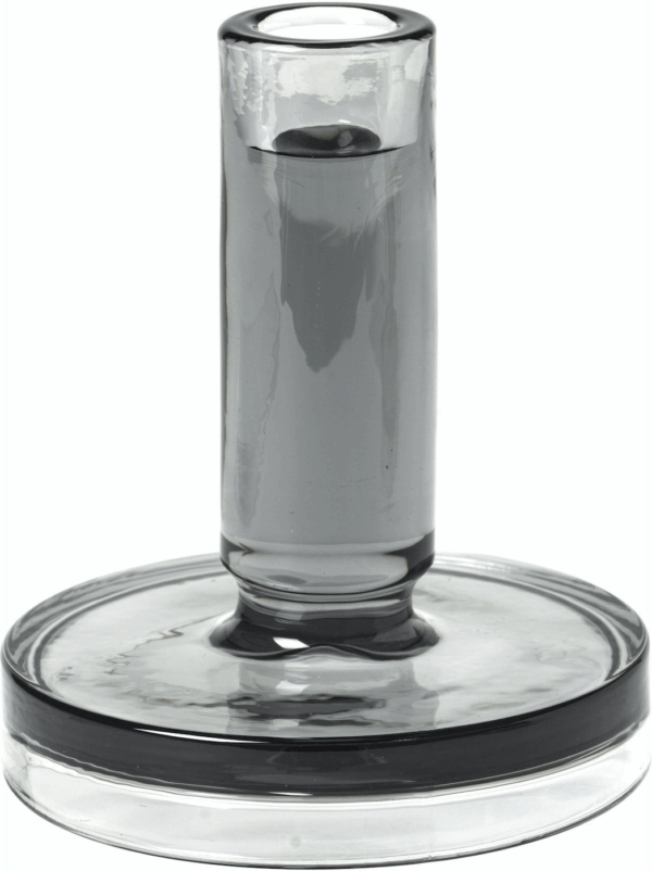 Lysestage Broste Copenhagen Petra glas mørkegrå Ø12 x H14 cm