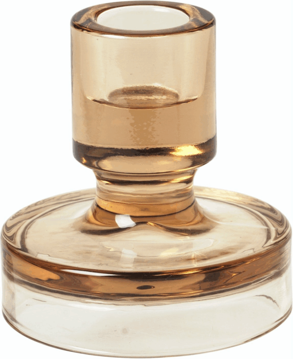 Lysestage Broste Copenhagen Petra i glas Ø8 x H8 cm orange/klar