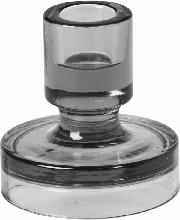 Lysestage Broste Copenhagen Petra i glas mørkegrå Ø8 x H8 cm