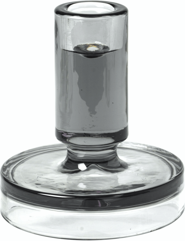 Lysestage i glas Broste Copenhagen Petra H11 x Ø10 cm mørk grå - elegant design til stagelys 21-26 mm