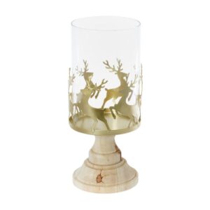Rensdyr Glas Lysestage Guld