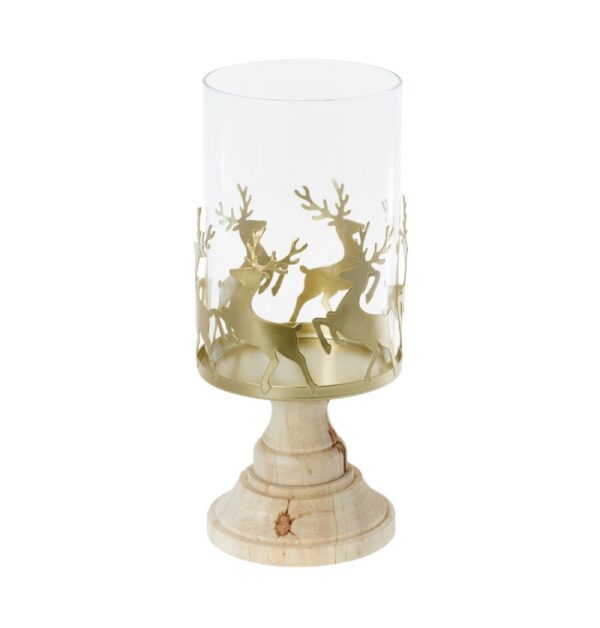 Rensdyr Glas Lysestage Guld