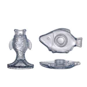 CREATIVE COLLECTION Linley lysestage - blå glas (sæt af 2)