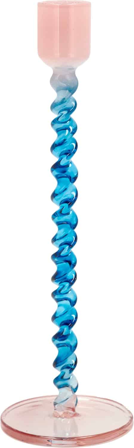 Lysestage Styles 7,4 x 20,3 cm Blå/rosa Glas
