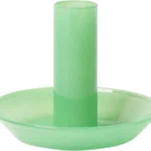 Glas Lysestage, lys Grøn, 10xø8 cm