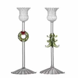 Bloomingville - Branton Lysestage, Klar, Glas, D8xH21 cm, Set of 2