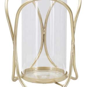 Glam lysestage i guldfarve, jern og glas - 16x21x5 cm