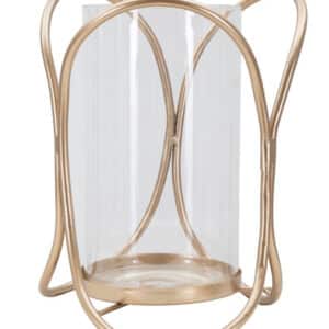 Glam lysestage i jern og glas - 16x21x5 cm