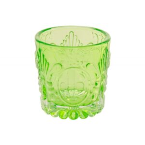 Mønstret Glas Lysestage Grøn