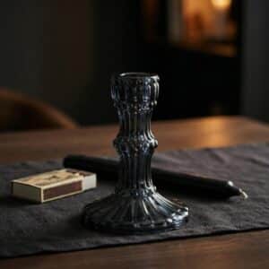 Glas Lysestage Sort