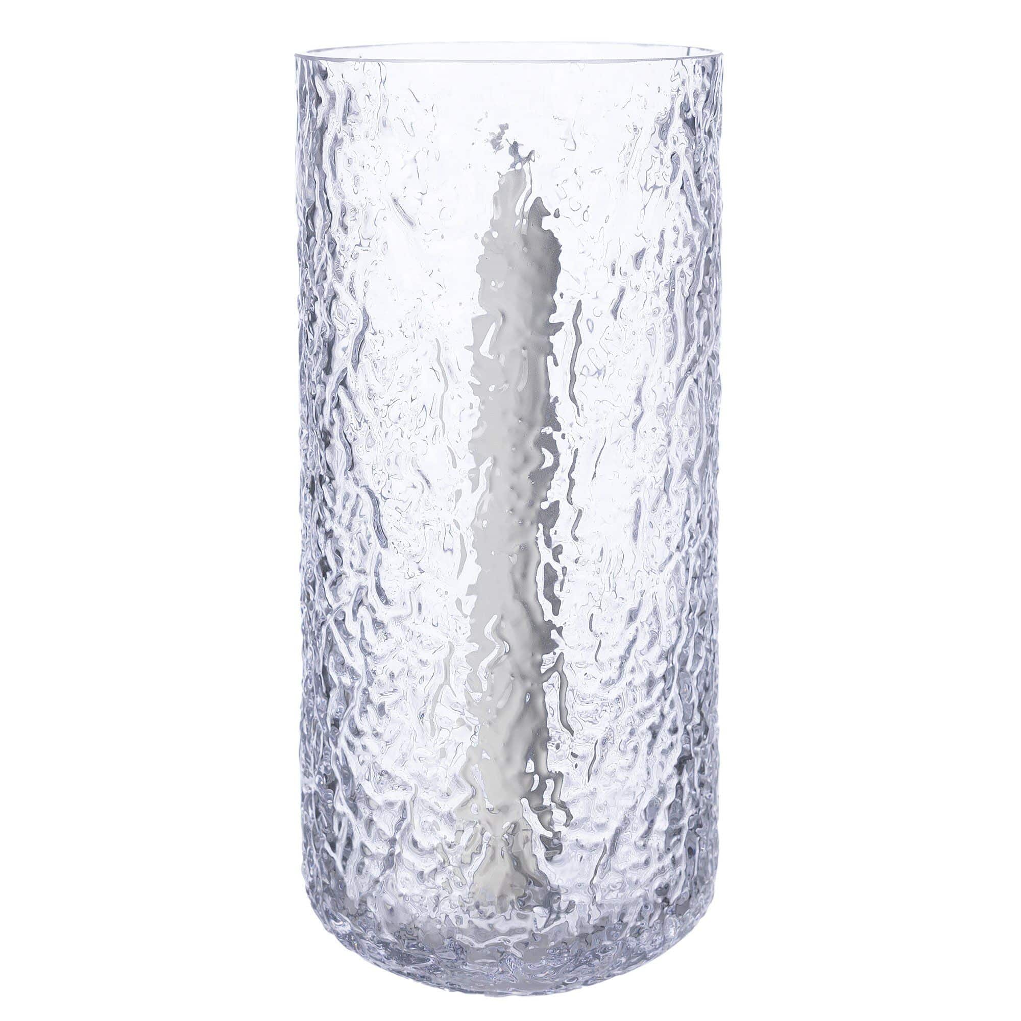 Ernst Lysestage 25 cm, mønstret glas